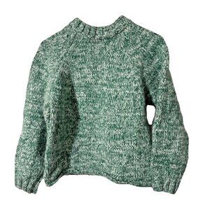 Jigsaw England Heathered Green Sweater 100% Lambswool Size Small